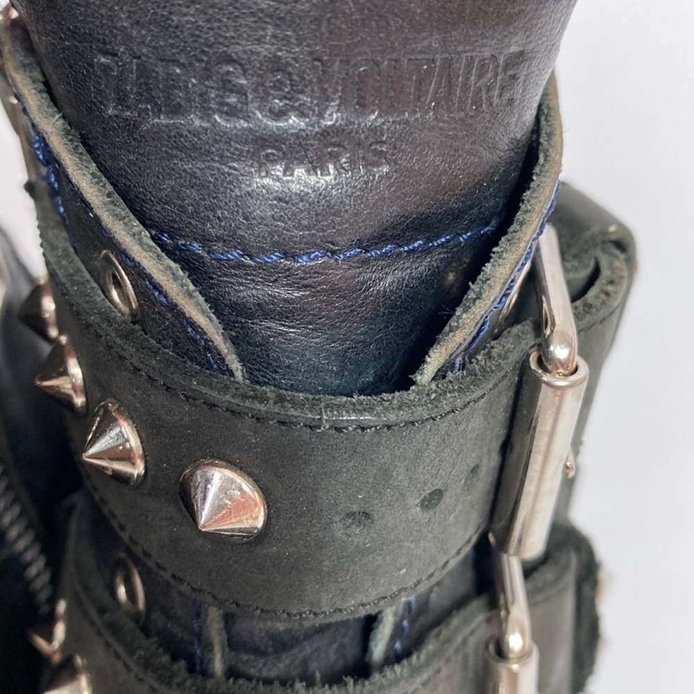 Zadig & Voltaire Laureen black leather studded boots 6 - Picture 4 of 8